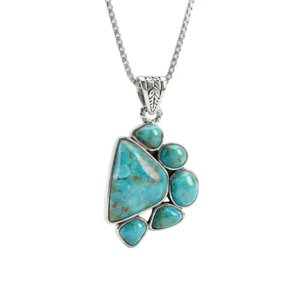 Halskette Lakota 925 Sterling Silber  mit Türkis Anhänger